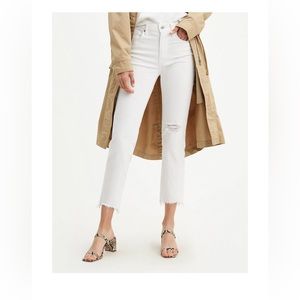 Levi’s high rise straight crop jeans white